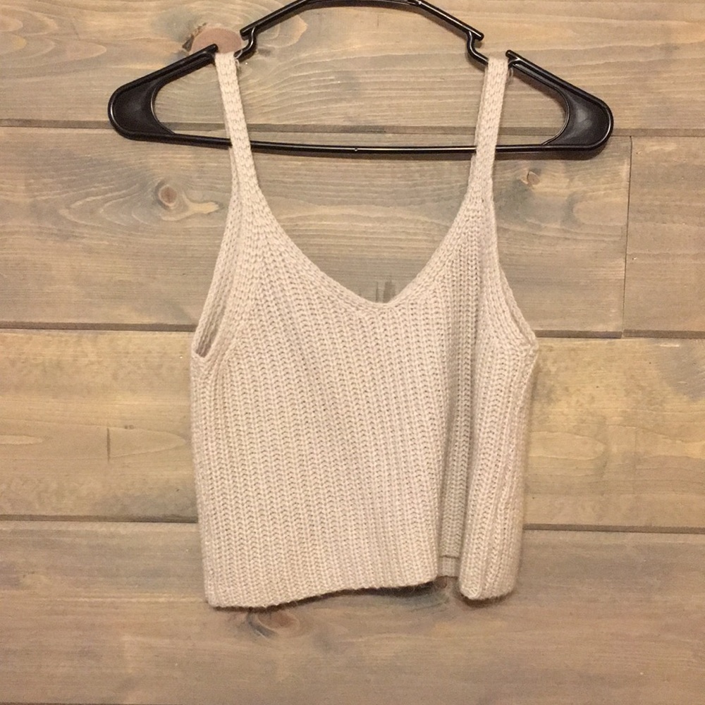 Gray sweater crop tank